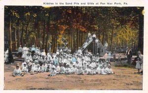 Children Sand Pile Playground Slide Pen Mar Park Pennsylvania 1920c postcard