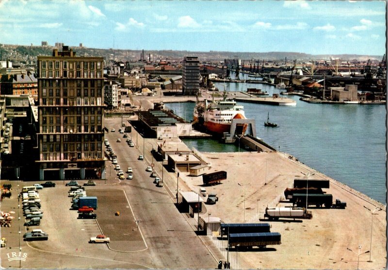 Le Havre The Car Ferry at the Quay 1950s Postcard France Cars