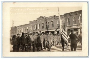 1918 WWI US Army Celebrating Germany Surrender Chatfield MN RPPC Photo Postcard