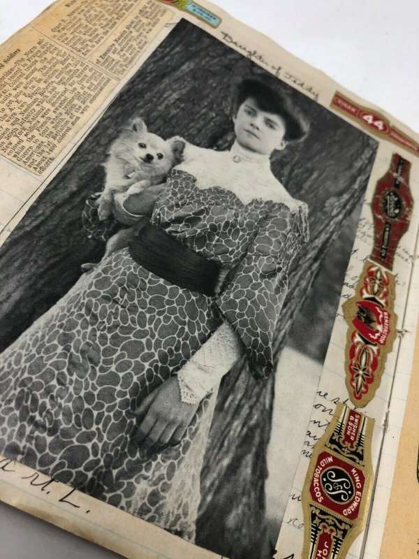 Amazing scrapbook 1900-1930 news horses ephemera photos family war ID: Greene MA