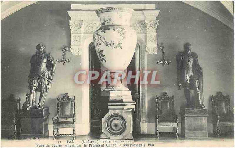 Old Postcard Pau Sevre Vase Guard Room hosted by President Carnot has its pas...