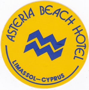 Cyprus Limassol Asteria Beach Hotel Vintage Luggage Label sk3319