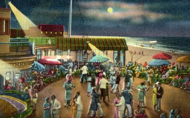 c1950's Dancing At Cavalier Beach Club At Night Virginia Beach VA Postcard 