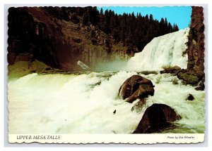 Upper Mesa Falls Between Ashton & Island Park Idaho Continental View Postcard