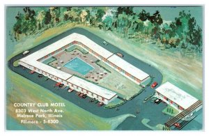 MELROSE PARK, Illinois IL ~ Roadside COUNTRY CLUB MOTEL ca 1960s  Postcard