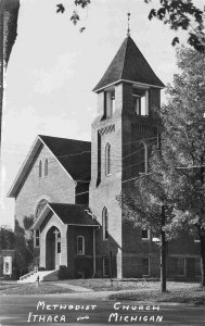 Methodist Church Ithaca Michigan 1940s RPPC Real Photo postcard