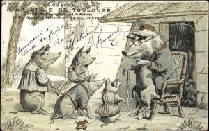 Dressed Pig Family Fantasy - French Magazine Advertising c1910 Postcard