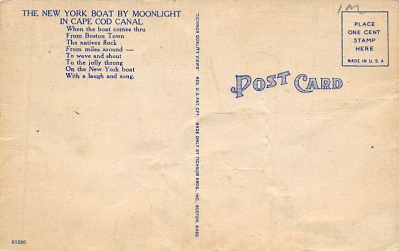 New York Passing Through Cape Cod Ferry Boat Ship 