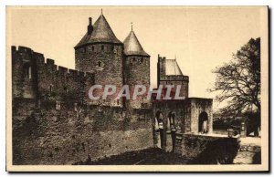 Postcard Old Cite in Carcassonne in the castle of Narbonne Gate Entrance
