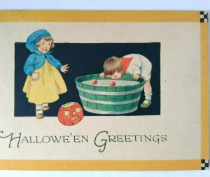 Halloween Postcard Gibson Children Checkered Corners 1922 Montrose PA