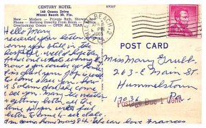 Postcard HOTEL SCENE Miami Beach Florida FL AT6822