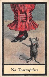 No Thoroughfare Mouse by Lady's Feet Vintage Postcard AA15239