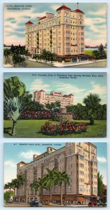 3 Postcards BRADENTON, Florida FL ~ Roadside MANATEE RIVER HOTEL Park c1940s