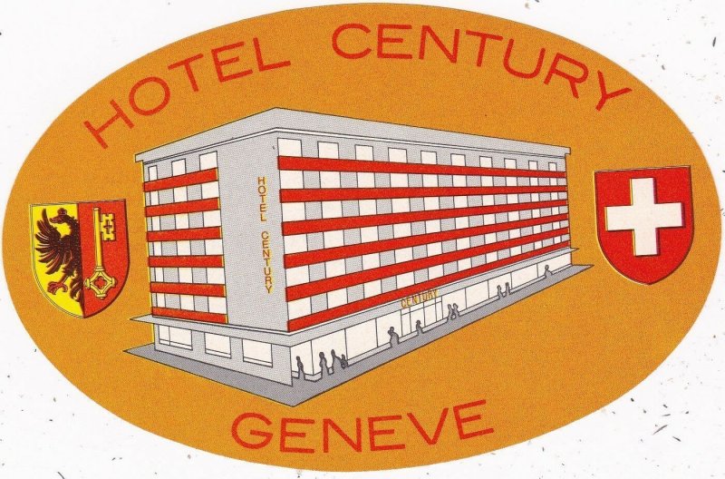 Switzerland Geneve Hotel Century Vintage Luggage Label sk4133