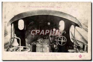 Postcard Old Train Locomotive Inside view of & # 39abri the mechanic Machine ...