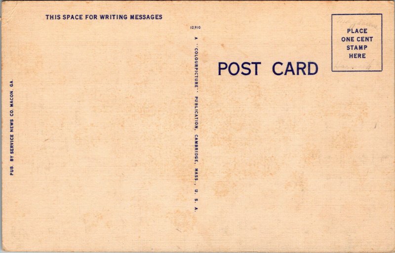 Vtg 1940s Large Letter Greetings Macon Georgia GA Unused Linen Postcard