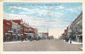 S Central Avenue Street Scene Marshfield Wisconsin 1934 postcard