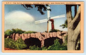 SAN FRANCISCO, CA  ~DUTCH WINDMILL~ Golden Gate Park   c1950s  Linen  Postcard