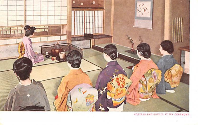 Hostess and Guests at Tea Ceremony Japan Unused 