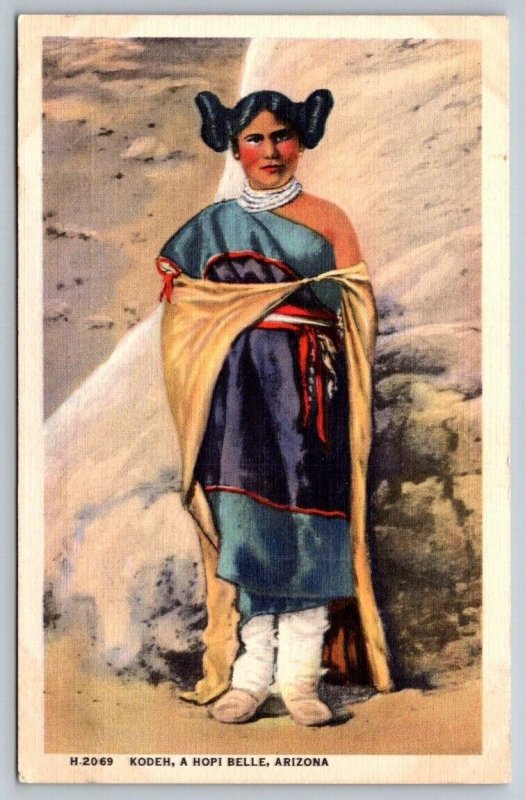 Vintage Arizona Postcard -  A Hopi Native American Indian Belle   Fred Harvey
