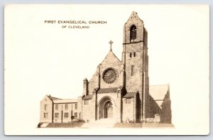 Cleveland Ohio~First Evangelical Church~Old Belltower~Season's Greetings~RPPC