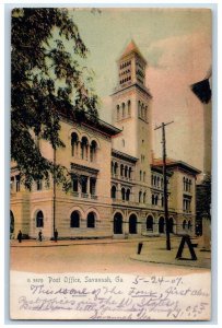 1907 Post Office Building Street View Savannah Georgia GA Antique Postcard