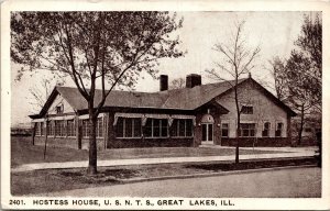 Cartão postal Illinois Great Lakes Camp Dewey YMCA Hostess House U.S.N.T.S. 1920s V21-