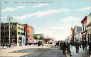 Edmonton Alberta Main St. looking East c1911 Stromness ? ONT Cancel Postcard E77