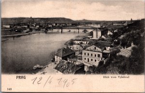 Czech Republic Prague Prag Blick von Vysehrad Vintage Postcard C216