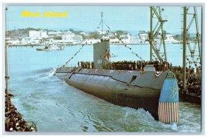 c1950's The Sargo Takes To The Water Launched Navy Ship Yard Vallejo CA Postcard