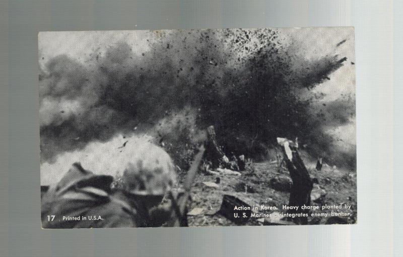 Mint RPPC Real Picture Postcard US Marines Destroy Enemy Bunker in Korea War