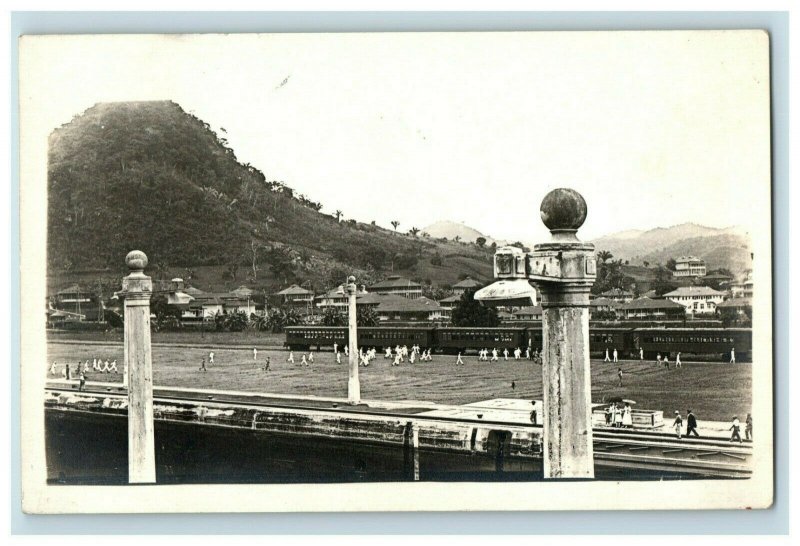 C. 1920 USS Rhode Island Panama Canal Sailors Train Postcard P183