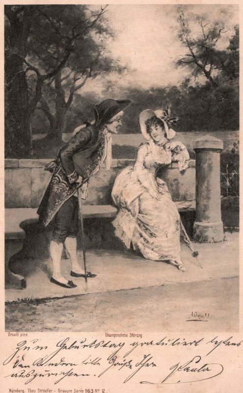 Vintage Postcard A Gentleman Courts A Lady Love And Romance