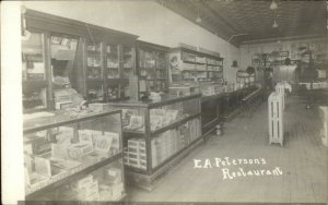 EA Peterson Restaurant Lunch Counter Publ Aledo IL Real Photo Postcard c1910