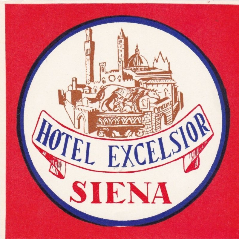 Italy Siena Hotel Excelsior Vintage Luggage Label sk3520