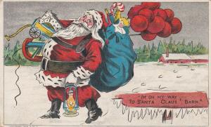 Santa Claus Loaded with Toys - Christmas Greetings - DB