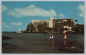 Hilo Bay Hawaii~Naniloa Surf~Fishing~Resort Hotel~Vintage Postcard