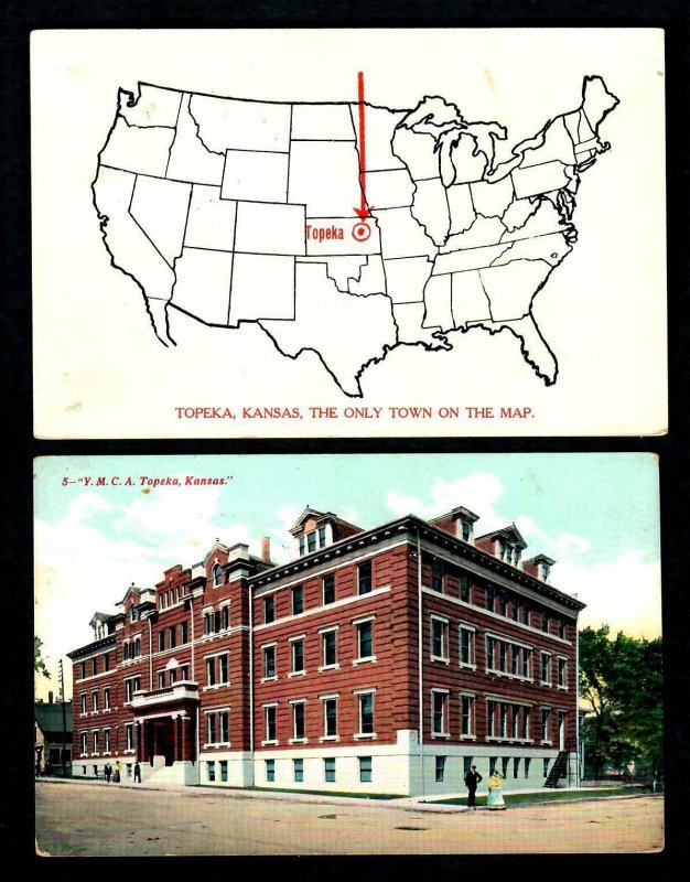 F5 Topeka, Kans. 2pcs. The only Town on the Map, YMCA Building Full View Couple