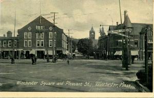 C-1910 Winchester Square Pleasant Street Postcard Massachusetts 1747