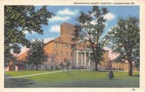 HAGERSTOWN, MD Maryland    WASHINGTON COUNTY HOSPITAL    1949 Linen Postcard