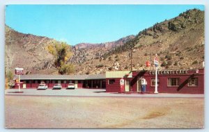 CIMMARON, CO Colorado ~ Roadside CURECANTI MOTEL & CAFE ~Gas c1960s Postcard