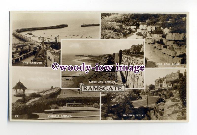 tq2068 - Kent - Multiview x 5, Various Views around Ramsgate c1930s - Postcard