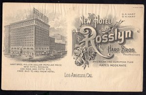 CA LOS ANGELES New Hotel Rosslyn Hart Bros. Main and Fifth Streets Cardboard