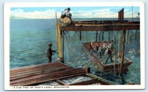 HOOD'S CANAL, WA Washington ~ FISH TRAP SCENE c1920s Mason County  Postcard