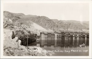 Dam Construction ?? Upstream Face West Portion Pump Plant Grey RPPC Postcard H11