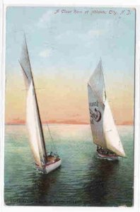 Yacht Racing Atlantic City New Jersey 1909 postcard