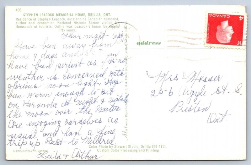 Stephen Leacock Home, Old Brewery Bay, Orillia, Ontario, Vintage Postcard #3