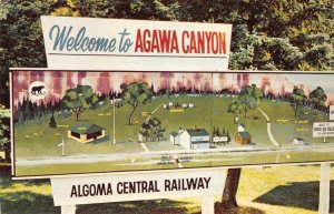 ALGOMA CENTRAL RAILWAY Agawa Canyon Park Sign Ontario, Canada ca 1960s Postcard