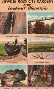 Vintage Postcard Views Rock City Gardens Lookout Mountain Nature's Spot Georgia