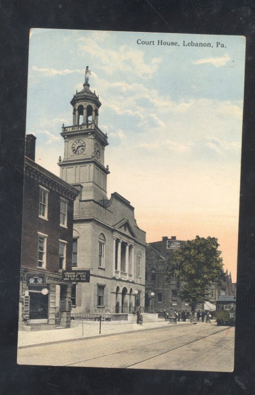 LEBANON PENNSYLVANIA PA. DOWNTOWN COURT HOUSE COUNTY TRUST CO. BANK POSTCARD